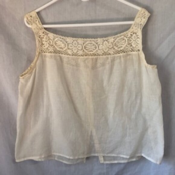 Tops - Late 1800s Early 1900s Hand Sewn Cropped Cotton Camisole Crochet Y2K Size Large